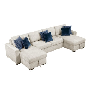 3-Piece Sectional with Reversible Chaises, Pull-out Bed and Hidden Storage, Click Motion Back 8548BE*42VC2ACLA
