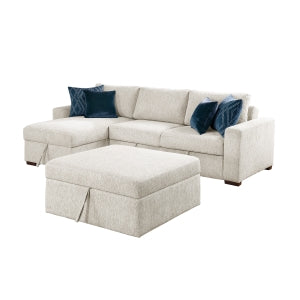 3-Piece Sectional with Reversible Chaise, Pull-out Bed, Hidden Storage and Ottoman, Click Motion Back 8548BE*4VC2ACLAOT