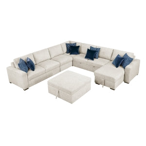 6-Piece Sectional with Reversible Chaise, Pull-out Bed, Hidden Storage and Ottoman 8548BE*7VC2ACR2ACL...
