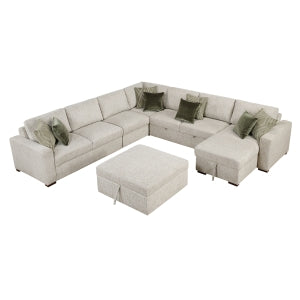 6-Piece Sectional with Reversible Chaise, Pull-out Bed and Ottoman 8548*7VC2ACR2ACLAC...