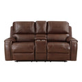 Double Glider Reclining Love Seat with Center Console, Receptacles and USB Ports 8549BRW-2