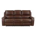 Double Reclining Sofa with Center Drop-Down Cup Holders, Receptacles and USB Ports 8549BRW-3