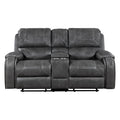 Double Glider Reclining Love Seat with Center Console, Receptacles and USB Ports 8549GRY-2