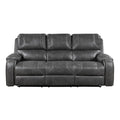 Double Reclining Sofa with Center Drop-Down Cup Holders, Receptacles and USB Ports 8549GRY-3