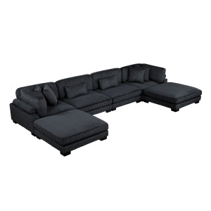 6-Piece Modular Sectional with Ottomans 8555BK*2CR2AC2OT