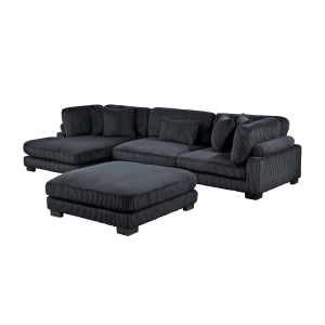 4-Piece Modular Sectional with Reversible Chaise and Ottoman 8555BK*CRACVCOT