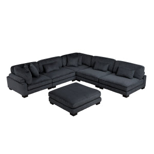 6-Piece Modular Sectional with Ottoman 8555BK*6OT
