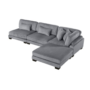 4-Piece Modular Sectional with Ottoman 8555GY*2AC1CROT