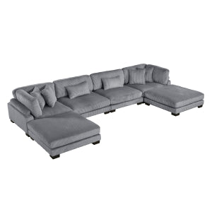 6-Piece Modular Sectional with Ottomans 8555GY*2CR2AC2OT