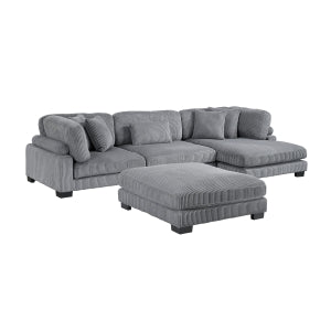 4-Piece Modular Sectional with Reversible Chaise and Ottoman 8555GY*CRACVCOT