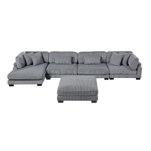 5-Piece Modular Sectional with Reversible Chaise and Ottoman 8555GY*CR2ACVCOT