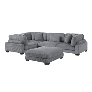 5-Piece Modular Sectional with Ottoman 8555GY*3CRACOT