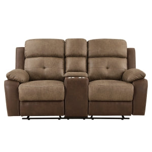 Double Glider Reclining Love Seat with Center Console 8599BR-2