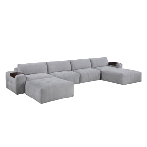6-Piece Modular Sectional with Two Ottomans 9155GY*61L1R2OT