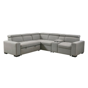 3-Piece Sectional with Adjustable Headrests, Pull-out Bed and Console 9219GY*SC