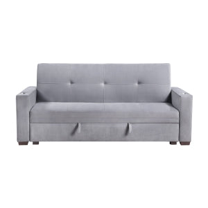 Convertible Sofa Bed with Hidden Storage, Cup Holders and Charging Ports 9258