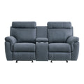 Double Glider Reclining Love Seat with Center Console 9301BUE-2