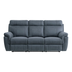 Double Reclining Sofa with Center Drop-Down Cup Holders 9301BUE-3
