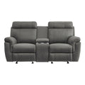 Double Glider Reclining Love Seat with Center Console 9301GRY-2