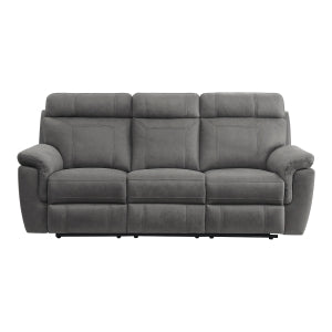 Double Reclining Sofa with Center Drop-Down Cup Holders 9301GRY-3
