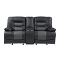 Double Glider Reclining Love Seat with Center Console, Receptacles and USB Ports 9388GRY-2