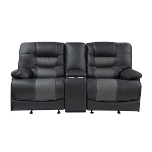 Double Glider Reclining Love Seat with Center Console, Receptacles and USB Ports 9388GRY-2