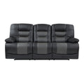 Double Reclining Sofa with Center Drop-Down Cup Holders, Receptacles and USB Ports 9388GRY-3
