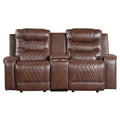 Double Glider Reclining Love Seat with Center Console, Receptacles and USB Port 9405BR-2