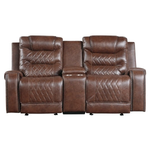 Double Glider Reclining Love Seat with Center Console, Receptacles and USB Port 9405BR-2