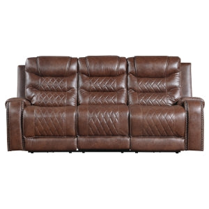 Power Double Reclining Sofa with Center Drop-Down Cup Holders, Receptacles and USB Ports 9405BR-3PW