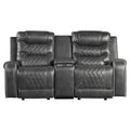 Double Glider Reclining Love Seat with Center Console, Receptacles and USB Port 9405GY-2
