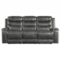 Power Double Reclining Sofa with Center Drop-Down Cup Holders, Receptacles and USB Ports 9405GY-3PW