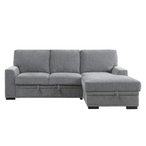 2-Piece Sectional with Pull-out Bed and Right Chaise with Hidden Storage 9468DG*2RC2L