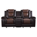 Double Glider Reclining Love Seat with Center Console 9470BR-2