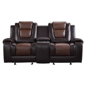 Double Glider Reclining Love Seat with Center Console 9470BR-2