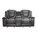 Double Glider Reclining Love Seat with Center Console 9470GY-2