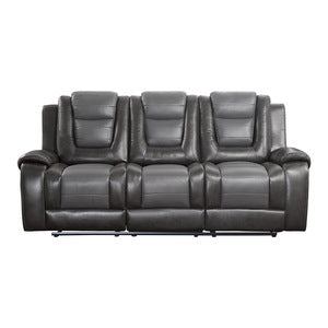 Double Reclining Sofa with Center Drop-Down Cup Holders 9470GY-3