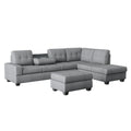 3-Piece Reversible Sectional with Drop-Down Cup Holders and Storage Ottoman 9507DGY*3OT