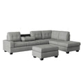 3-Piece Reversible Sectional with Drop-Down Cup Holders and Storage Ottoman 9507GRY*3OT
