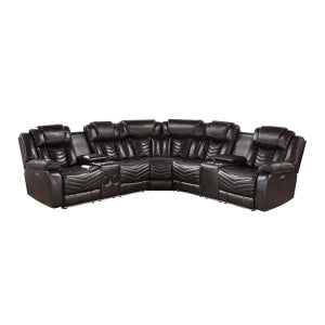 3-Piece Power Reclining Sectional with Consoles, Speakers, Subwoofer and LED Lighting 9508DB*SCPW