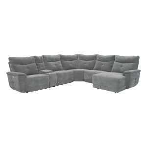 6-Piece Modular Power Reclining Sectional with Power Headrests, Right Chaise and USB Ports 9509DG*6LRPWH5R