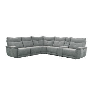 6-Piece Modular Power Reclining Sectional with Power Headrests and USB Ports 9509DG*6LRRRPWH
