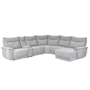 6-Piece Modular Power Reclining Sectional with Power Headrests, Right Chaise and USB Port 9509MGY*6LRPWH5R