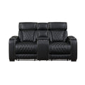 Power Double Reclining Love Seat with Center Console, Power Headrests, Storage Arms(Top and Side), Cup holders, Charging Ports and LED lighting 9516BLK-2PWH
