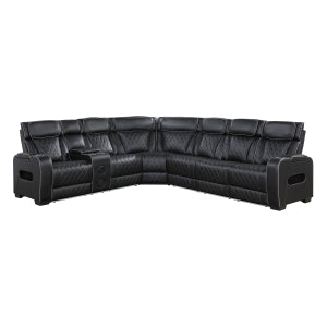3-Piece Power Reclining Sectional with Left Side Console, Drop-Down Cup Holders, Power Headrests, Storage Arms(Top and Side), Cup holders, Reading Lights, Charging Ports, Wireless speakers, Two Wireless Chargers, and LED lighting 9516BLKS*32LCN3RPWH