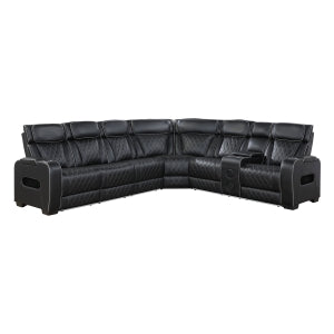 3-Piece Power Reclining Sectional with Right Side Console, Drop-Down Cup Holders, Power Headrests, Storage Arms(Top and Side), Cup holders, Reading Lights, Charging Ports, Wireless speakers, Two Wireless Chargers, and LED lighting 9516BLKS*33L2RCNPWH