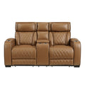 Power Double Reclining Love Seat with Center Console, Power Headrests, Storage Arms(Top and Side), Cup holders, Charging Ports and LED lighting 9516BRW-2PWH