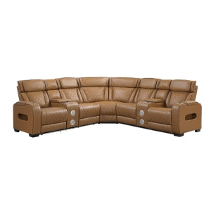 3-Piece Power Reclining Sectional with Consoles, Power Headrests, Storage Arms(Top and Side), Cup holders, Charging Ports, Wireless speakers and LED lighting 9516BRWS*32LCN2RCN...