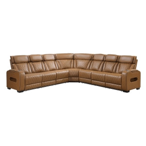 3-Piece Power Reclining Sectional with Center Drop-Down Cup Holders, Power Headrests, Storage Arms(Top and Side), Cup holders, Charging Ports, Reading Lights, Wireless Chargers, Charging Ports and LED Lighting 9516BRWS*33L3RPWH