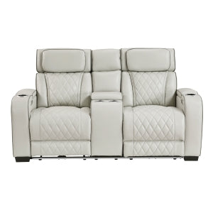 Power Double Reclining Love Seat with Center Console, Power Headrests, Storage Arms(Top and Side), Cup holders, Charging Ports and LED lighting 9516TPE-2PWH
